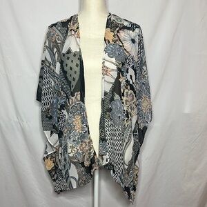 Chico’s Sheer Printed Open Front Cardigan